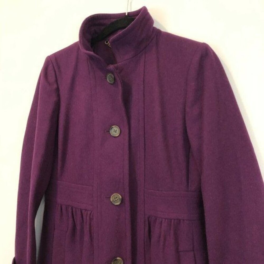 J.Crew Factory Size 6 Skirted Dress Coat Peacoat Wool Purple Mid Length Tailored - Picture 5 of 8